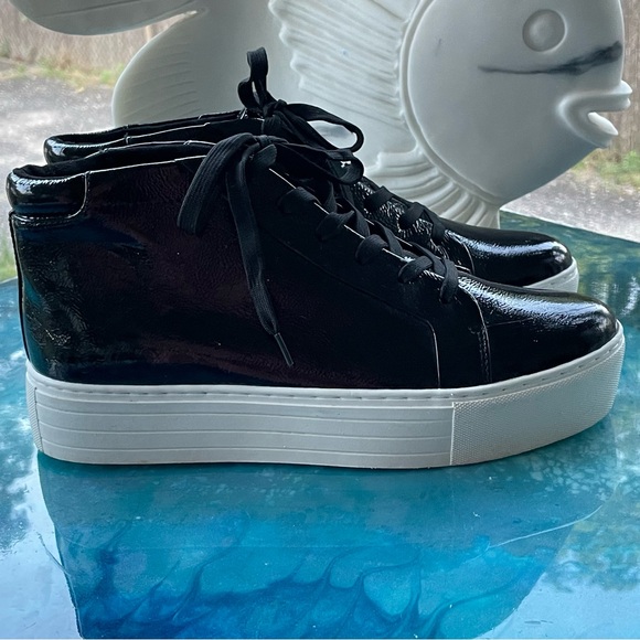 Kenneth Cole NY(W9.5)Black Leather Mid-Top Platform Sneaker/Shoes - Picture 4 of 16